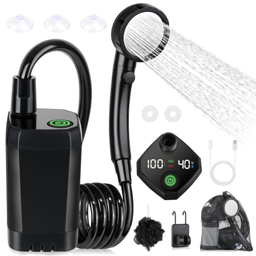 Portable Camping Shower with LED Display, 4 Spray Modes, IPX7 Waterproof D937
