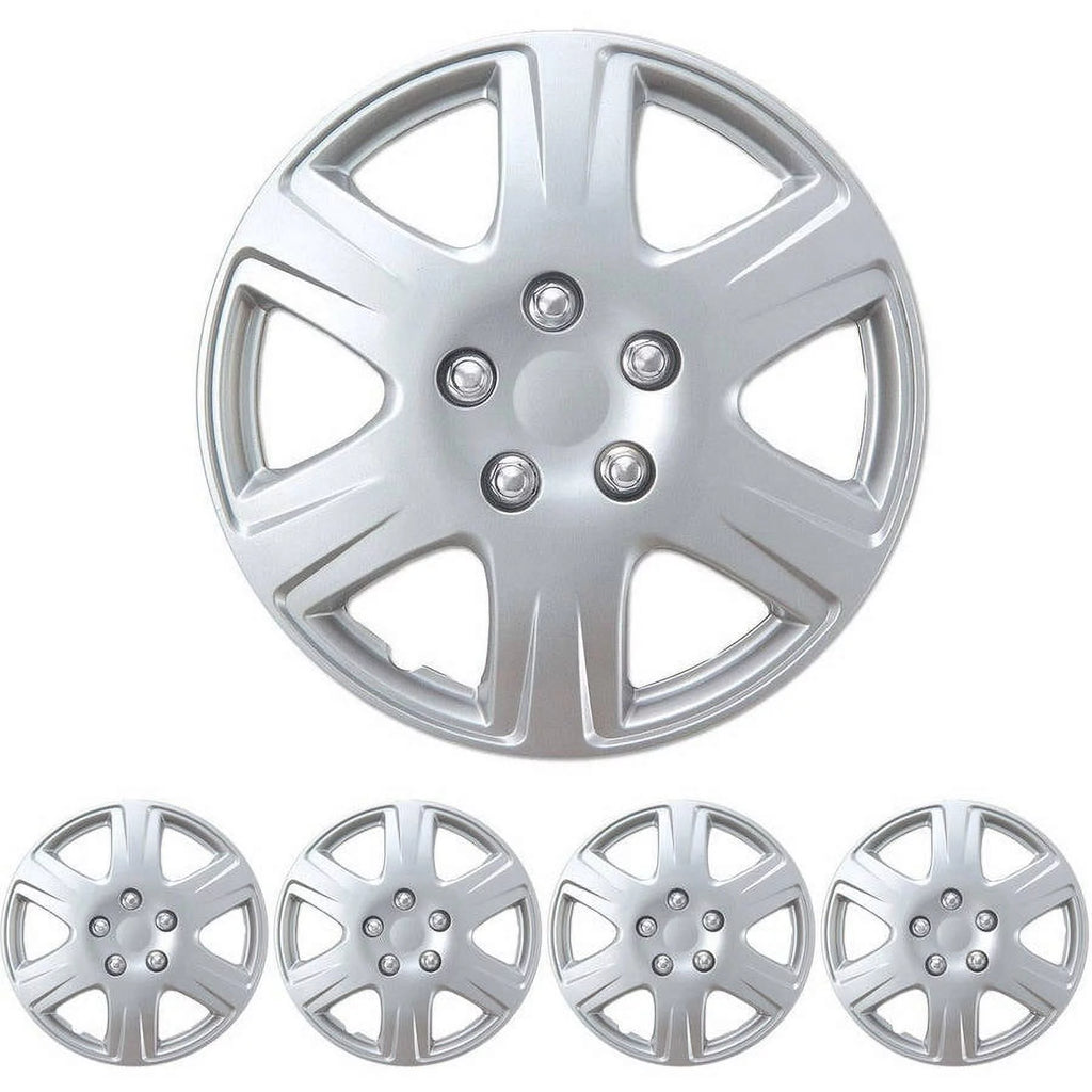 15 4 Pieces Silver ABS Plastic Hubcaps U5494