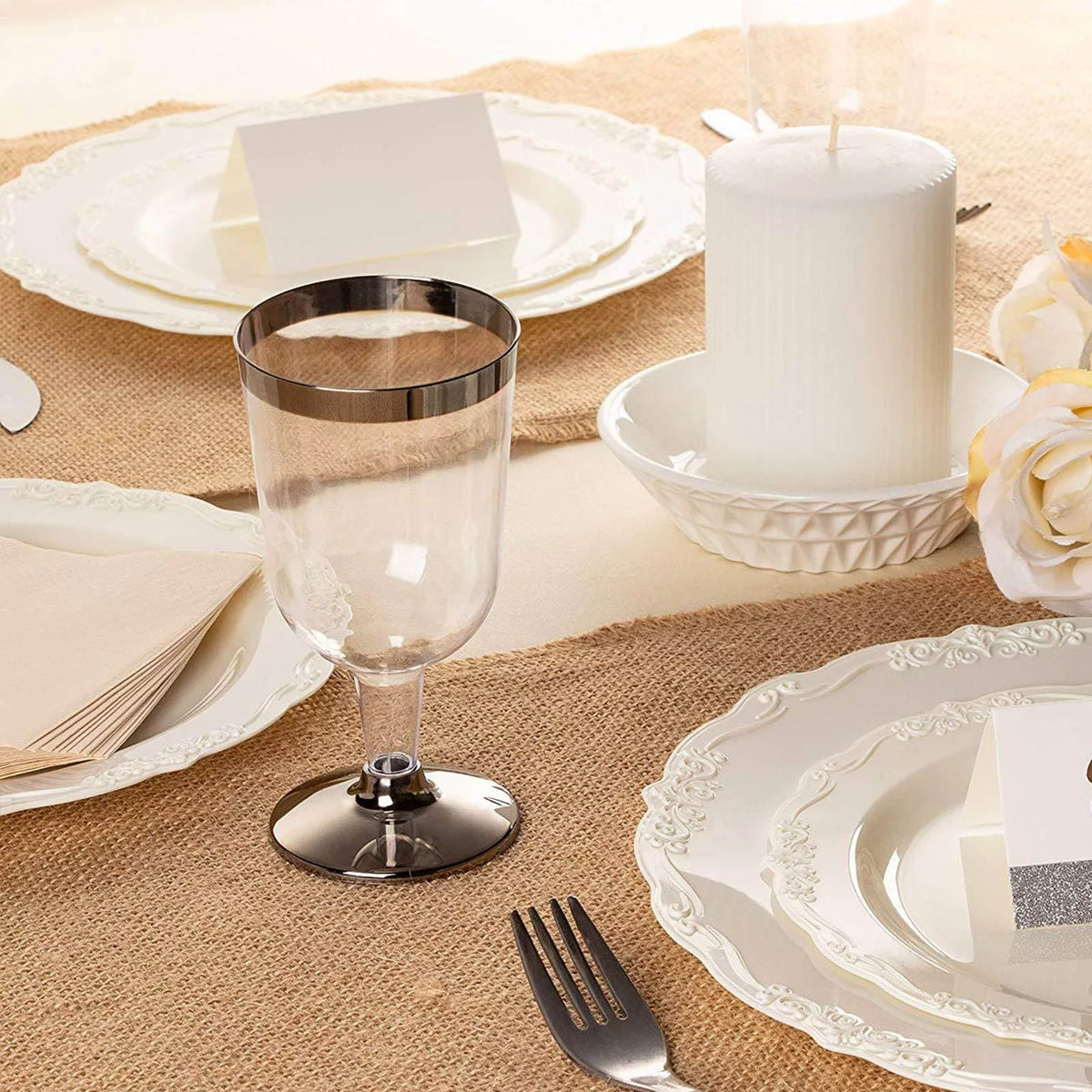 55 Pcs 6oz Disposable Plastic Wine Glass R2458