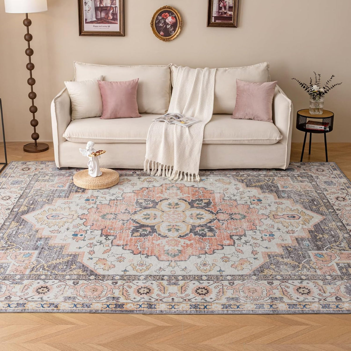 Machine Washable 5'x7' Non Slip Rug (Mistyrose) T806273