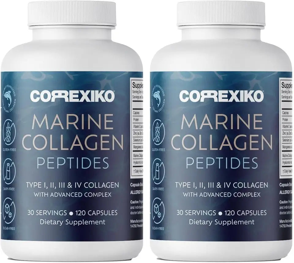 Marine Collagen Supplement Pills 1800mg Hydrolyzed Collagen Peptides with Hyaluronic Acid Vitamin C 240 Capsules T9270