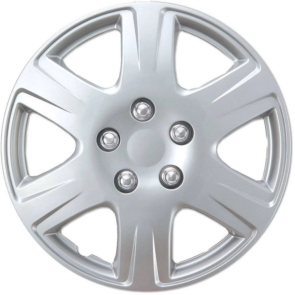 15 4 Pieces Silver ABS Plastic Hubcaps U5494
