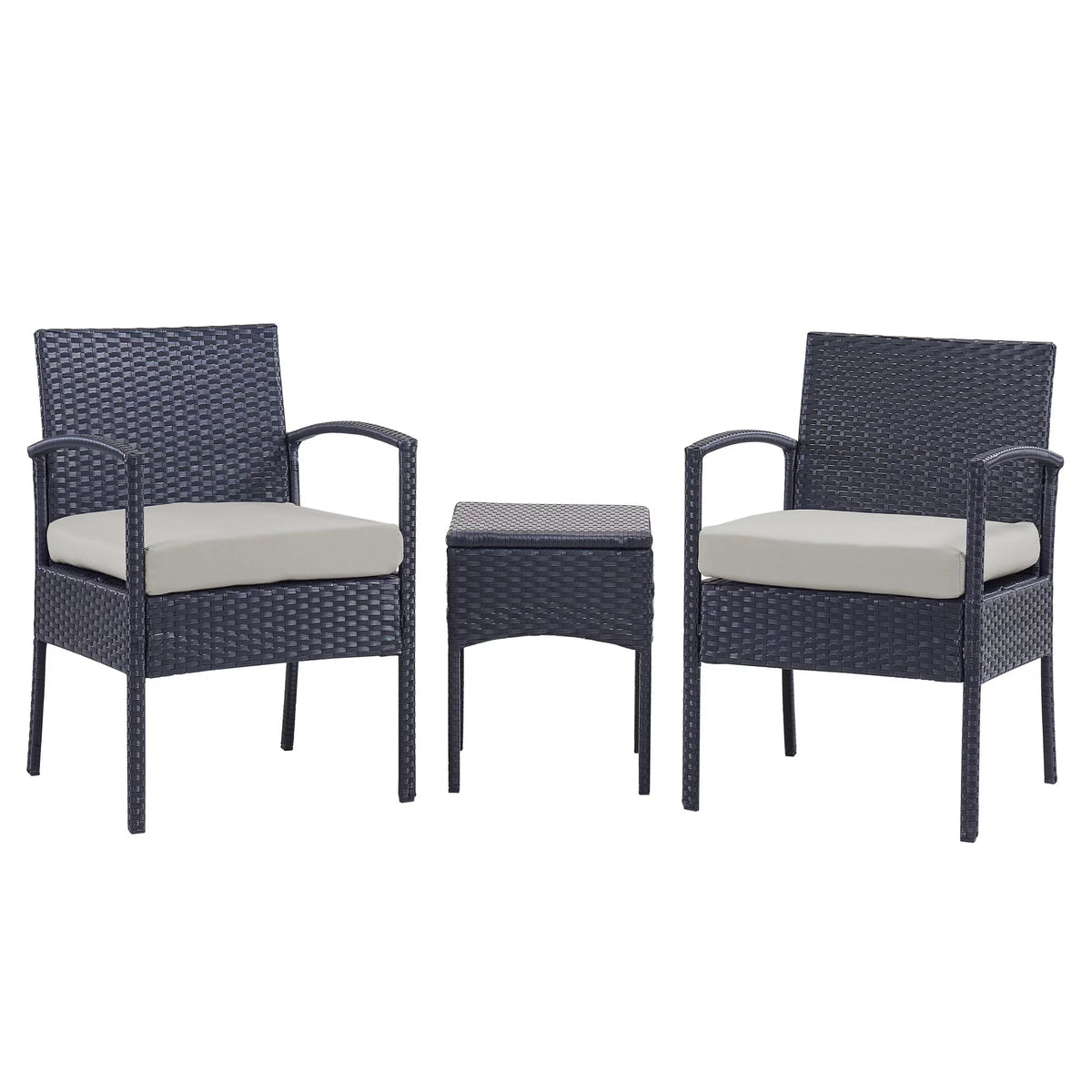 3 Pieces PE Rattan Wicker Chairs and Table Set T190977