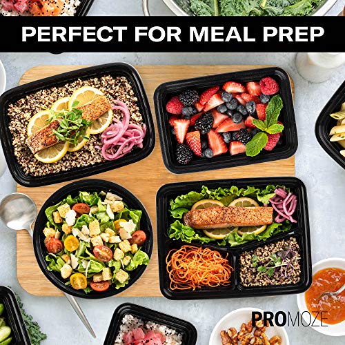 50-Pack 32 oz 2 Compartment Reusable BPA Free Plastic Food Storage Containers with Lids C493288