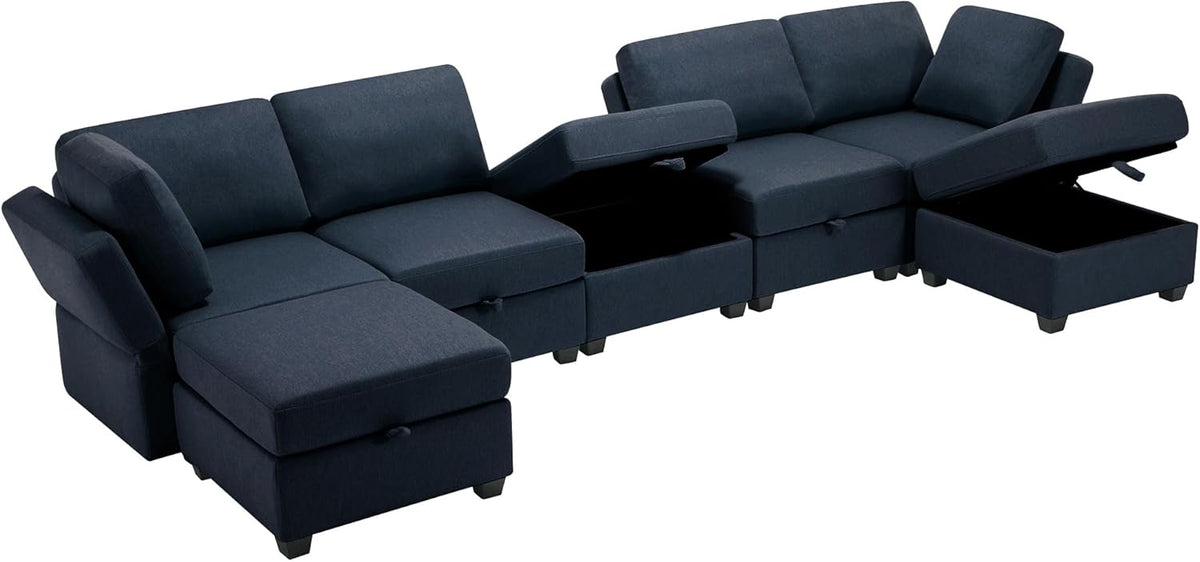 Blue Modular Sectional Sofa with Ottoman S63049