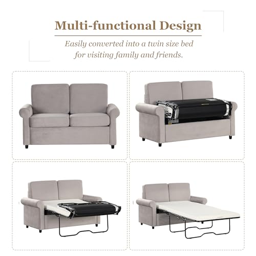 Black 3-in-1 Convertible Sleeper Sofa Bed with Adjustable Backrest D22627