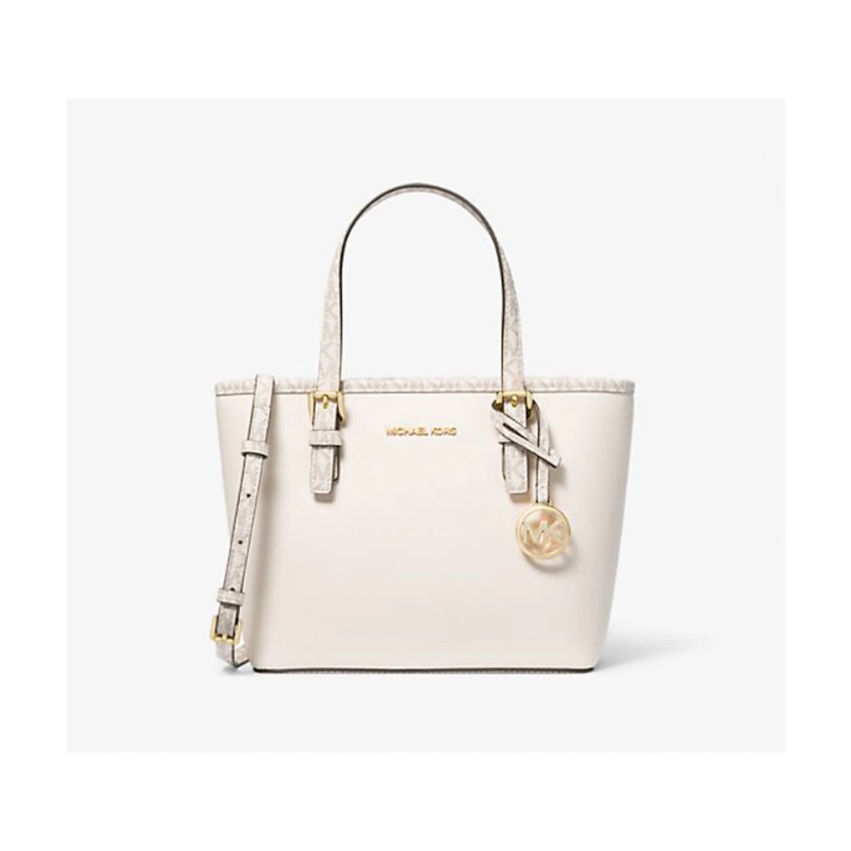 Light Cream Saffiano Leather Crossbody Tote Bag S307215