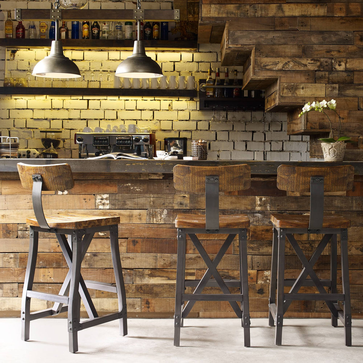 Amber Graphite Barstool with Back D93248