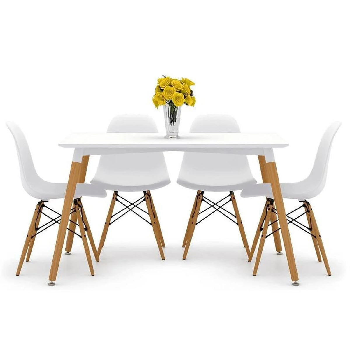 White Rectangular Wood Dining Table L4226