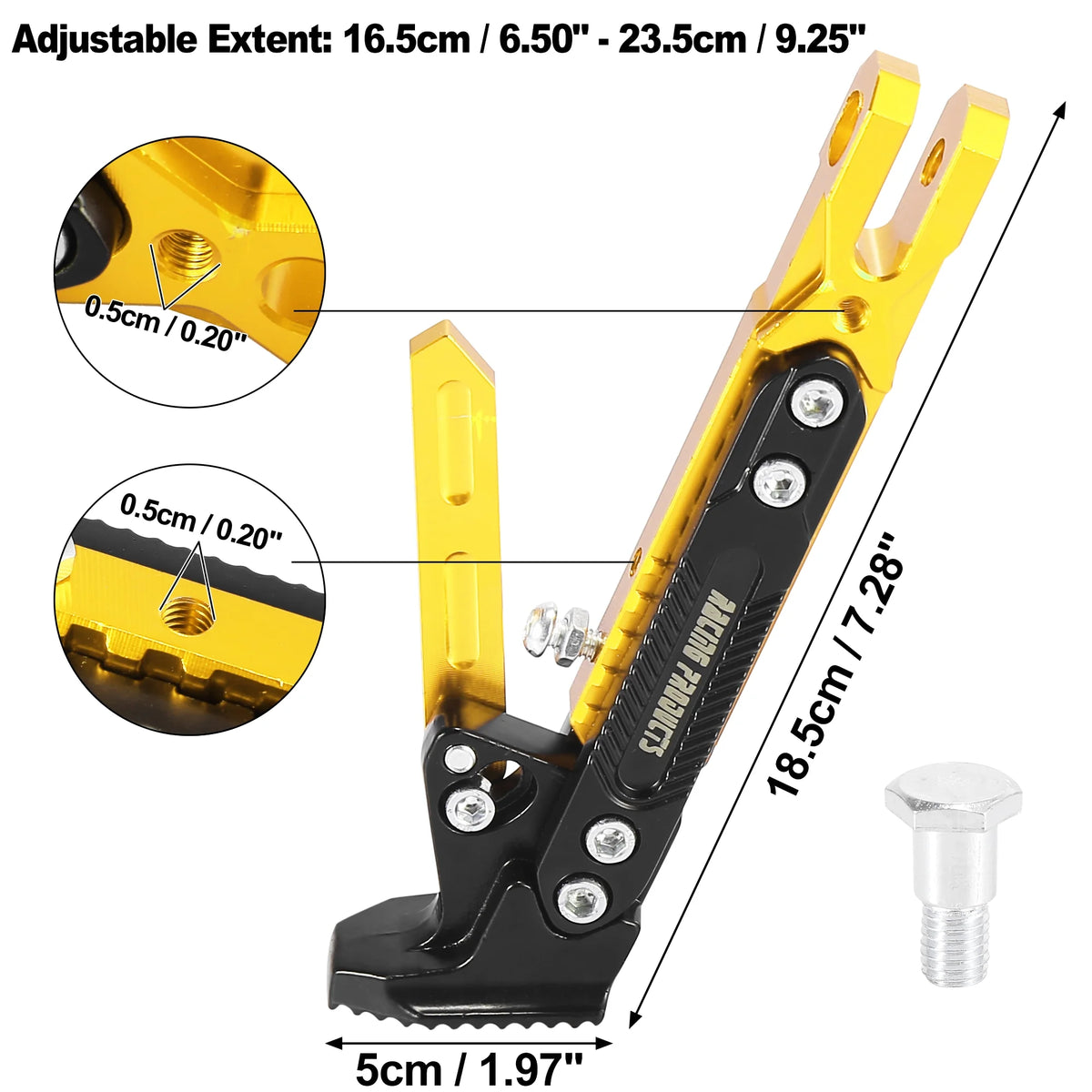 Gold Tone CNC Aluminum Alloy Motorcycle Kickstand Side Support Stand Holder W6084