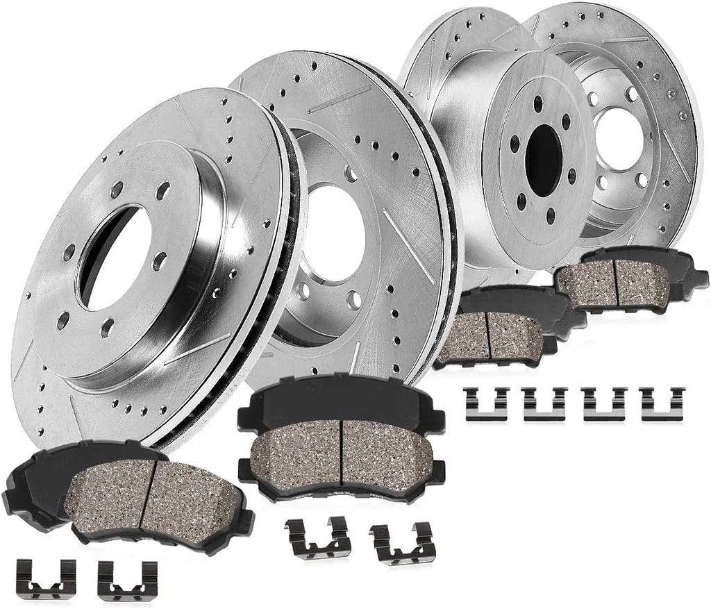 Front 308mm + Rear 312mm 6 Lug Rotors + Ceramic Pads + Clips M70402