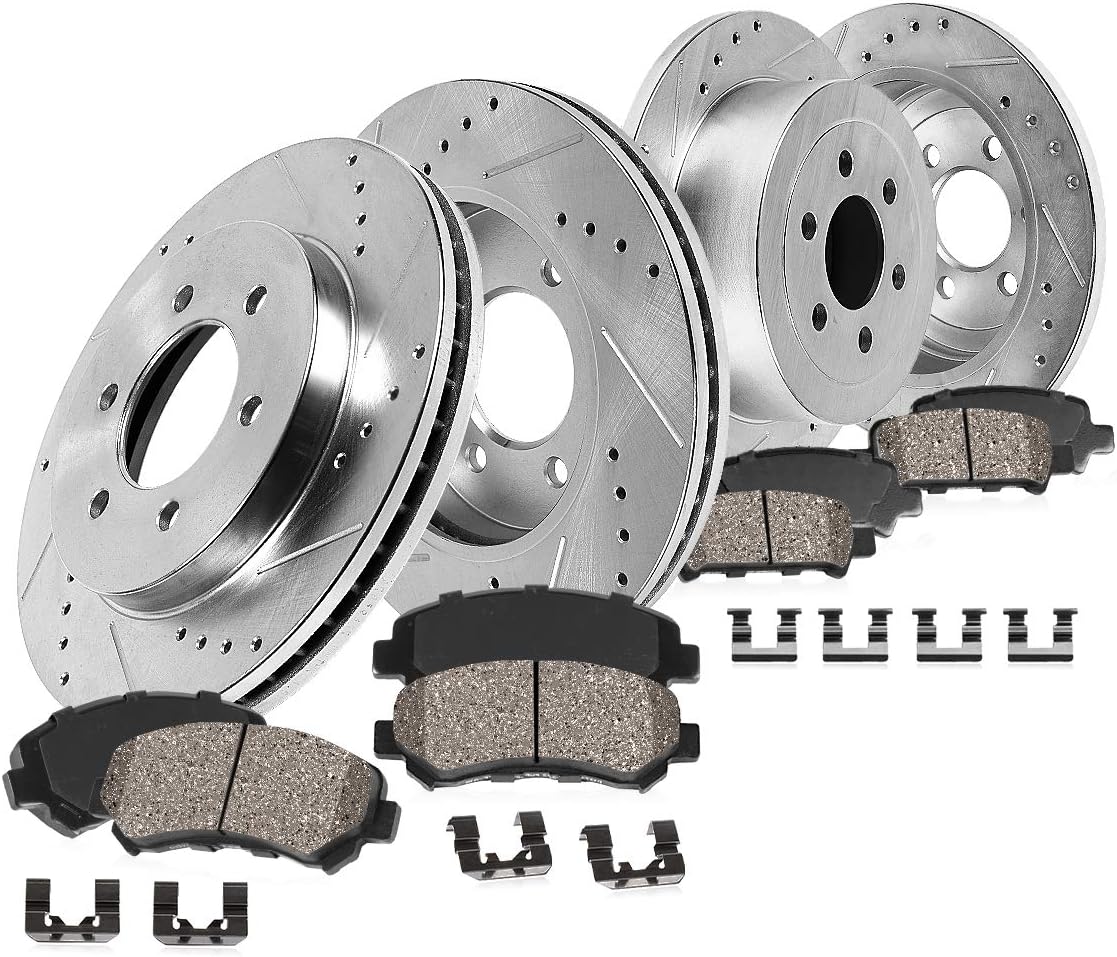 Front 308mm + Rear 312mm 6 Lug Rotors + Ceramic Pads + Clips M70402
