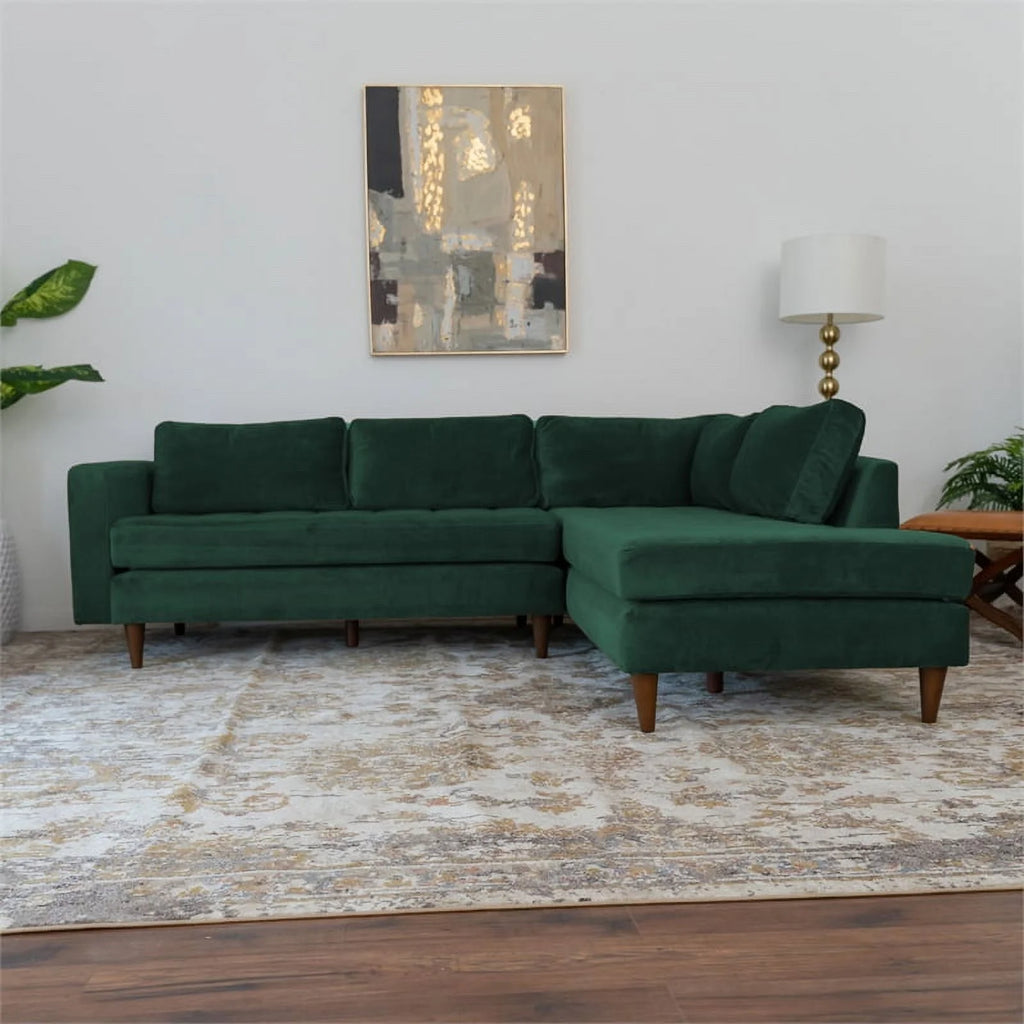 Green Velvet Corner Sectional Sofa R2740