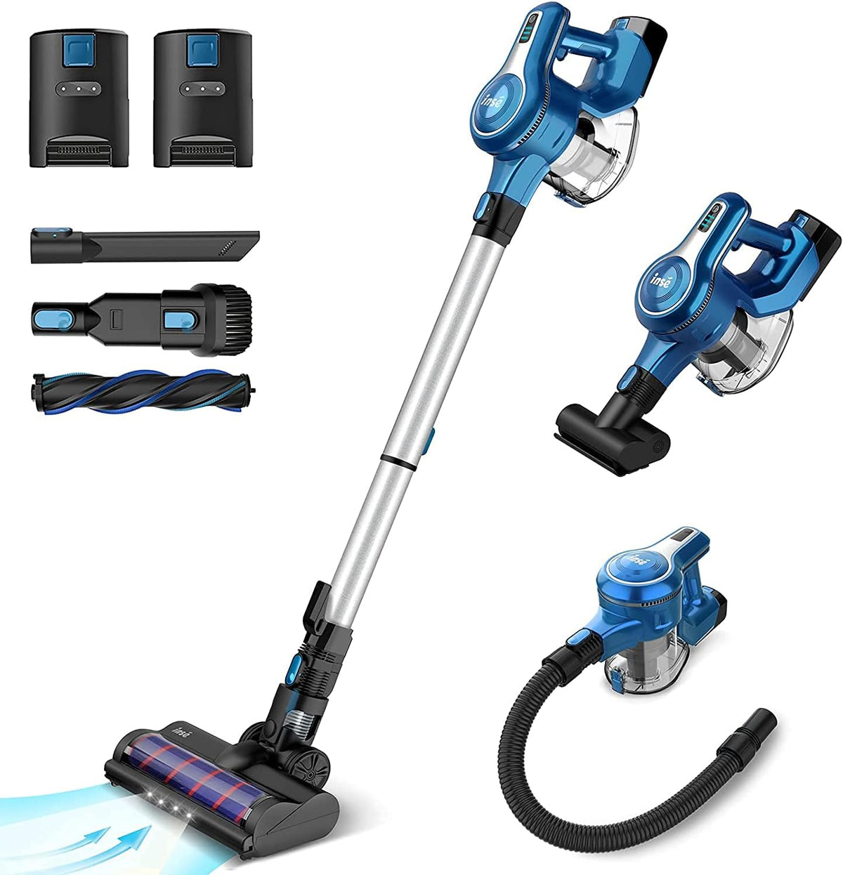 Cordless Stick Vacuum with 2 Batteries, Black U748532