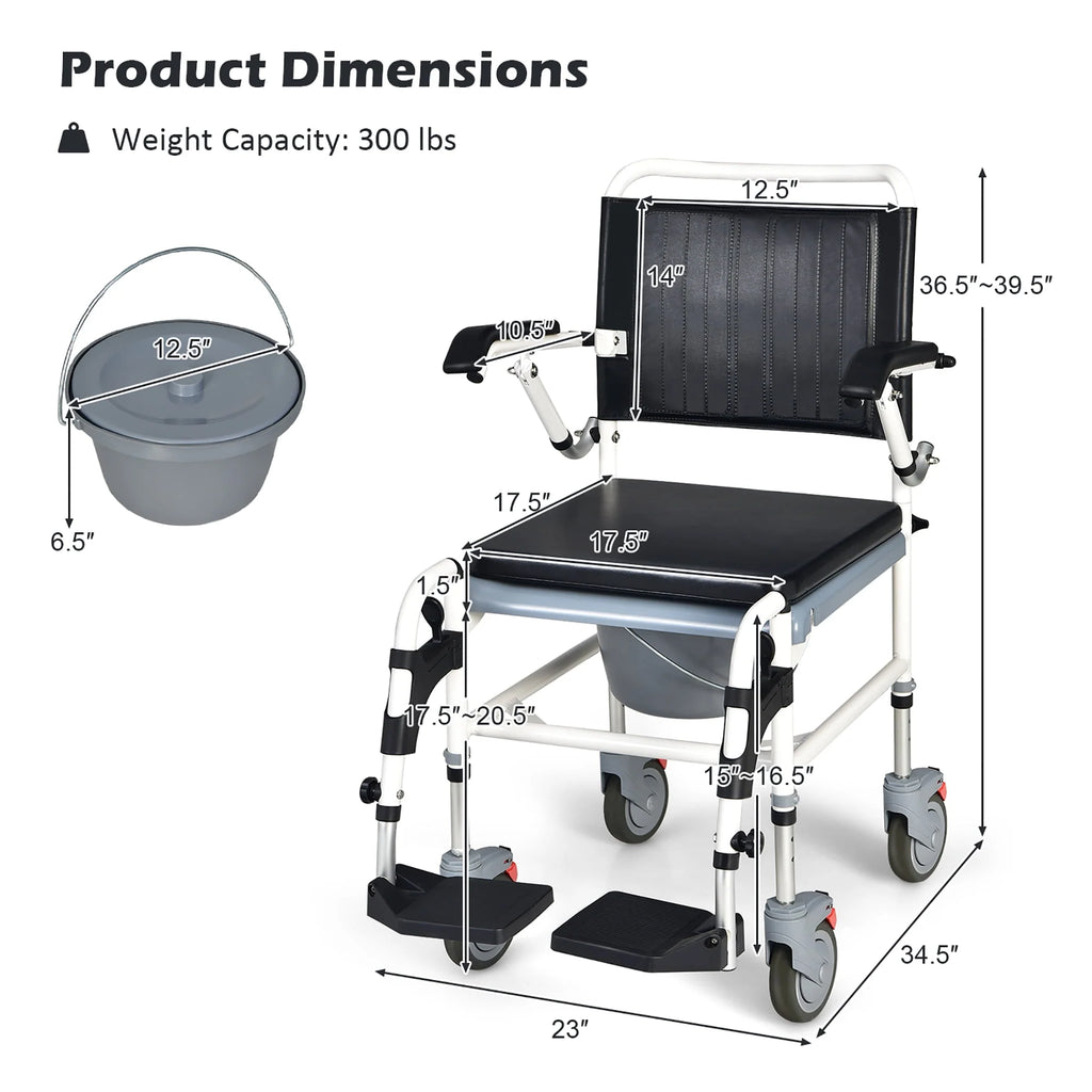 4-in-1 Commode Chair with Detachable Bucket Y1095