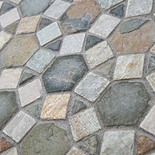 10.25x11.25-inch Multi Sunset Stone Mosaic Floor and Wall Tile J166007