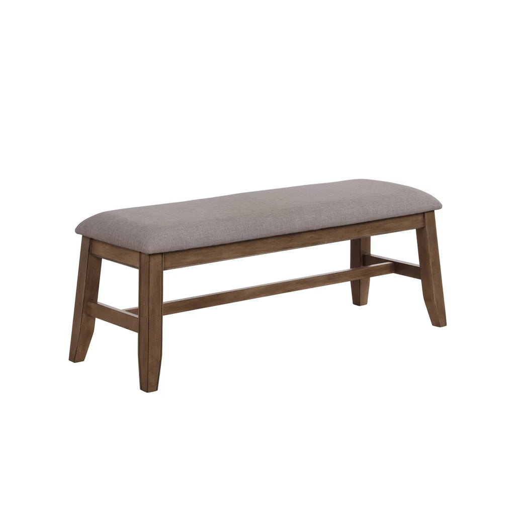 Brown and Gray Fabric Upholstered Wooden Bench M526