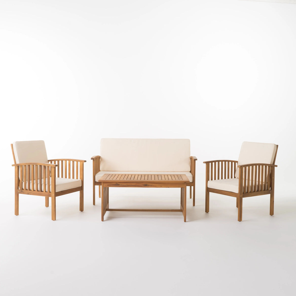 Brown Acacia 4-Piece Outdoor Sofa Set D66466