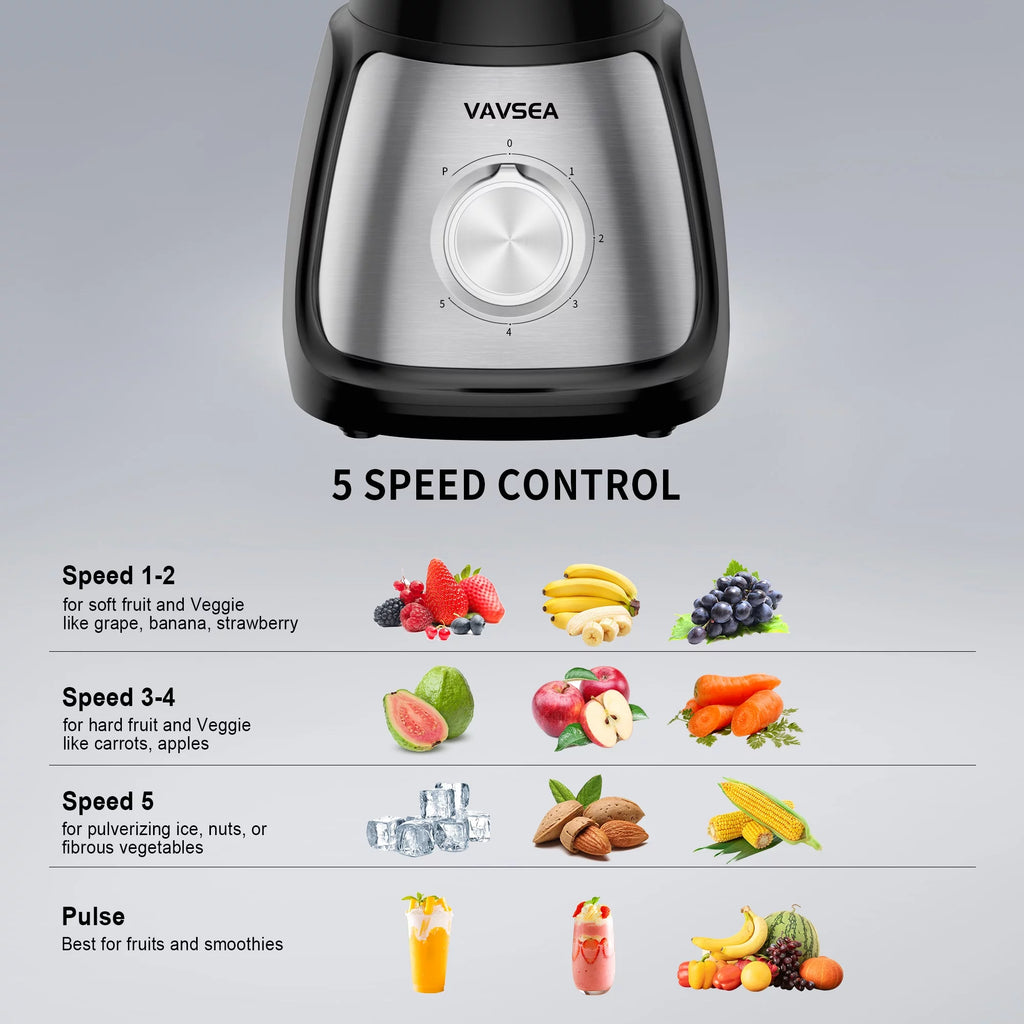 1000W 5 Speed Countertop Blender with 51oz Glass Jar L586