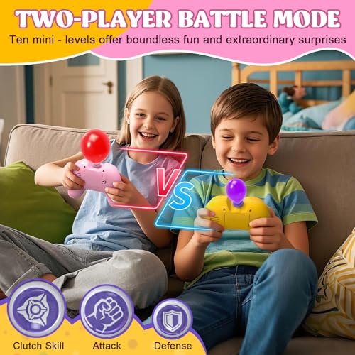 Handheld 2-Player Light Up Quick Push Game Machine Pink Green D773