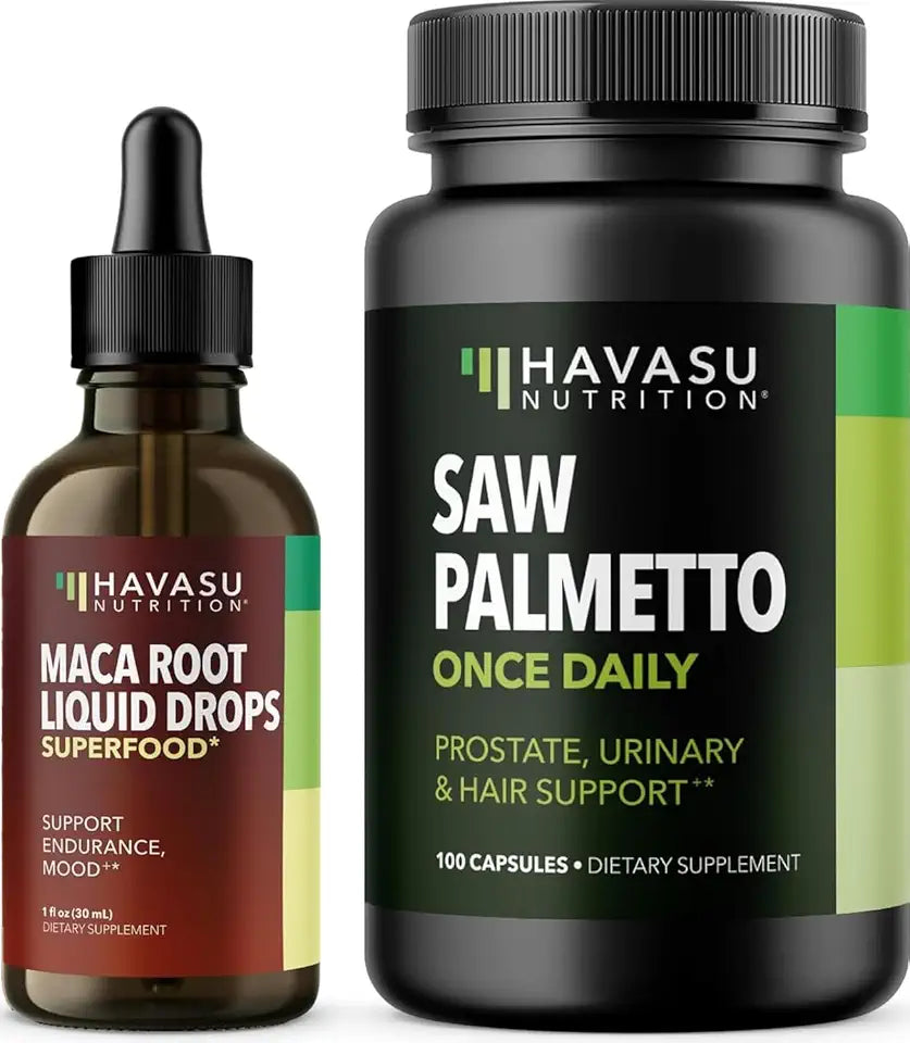 Organic Maca Root Liquid Drops & Saw Palmetto Capsules C136