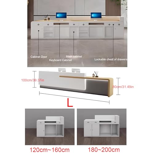 Reception Desk with Counter, Lockable Drawer & Door Cabinet, 120cm Y58327