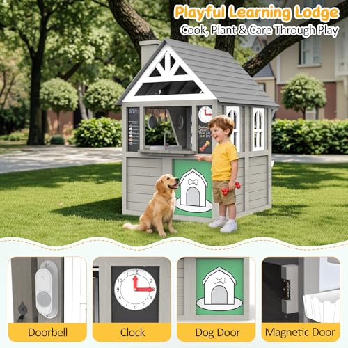 Gray Wooden Play House Playset with Kitchen Z984