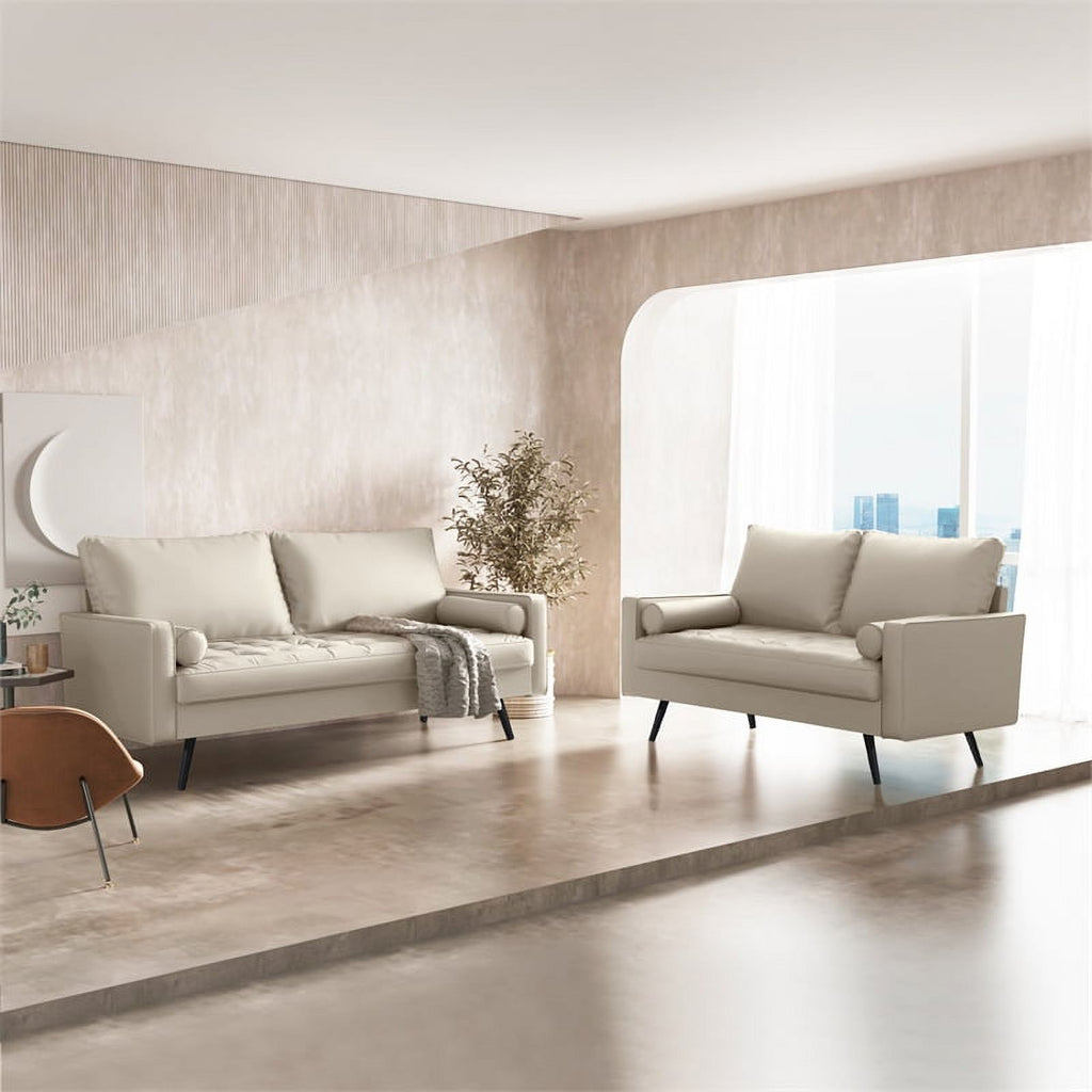 White Fabric Standard Sofa Y739