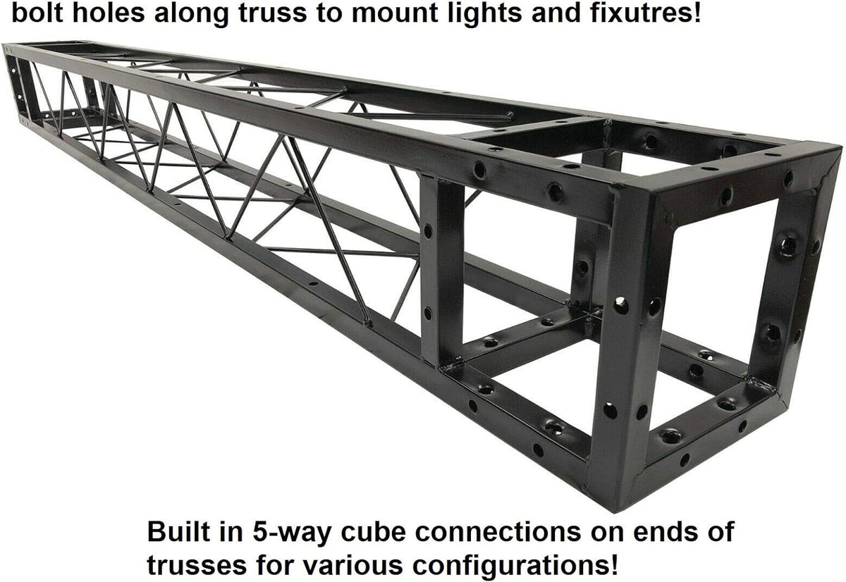Black Square Metal Arch Truss 8 Ft. Width 7 ft. Height Portable DJ Lighting System U951619