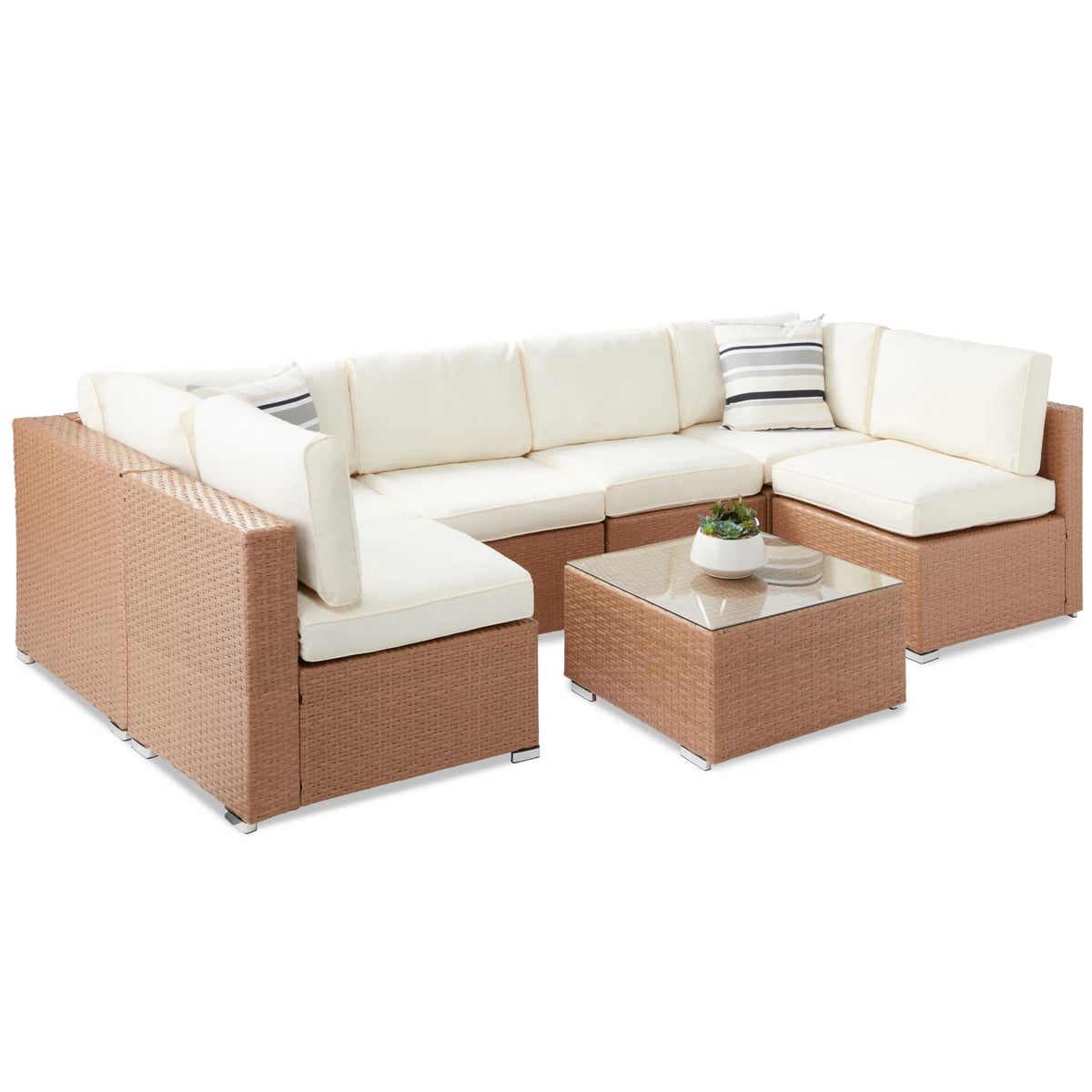 7 Piece Gray Wicker Sectional Set U9438