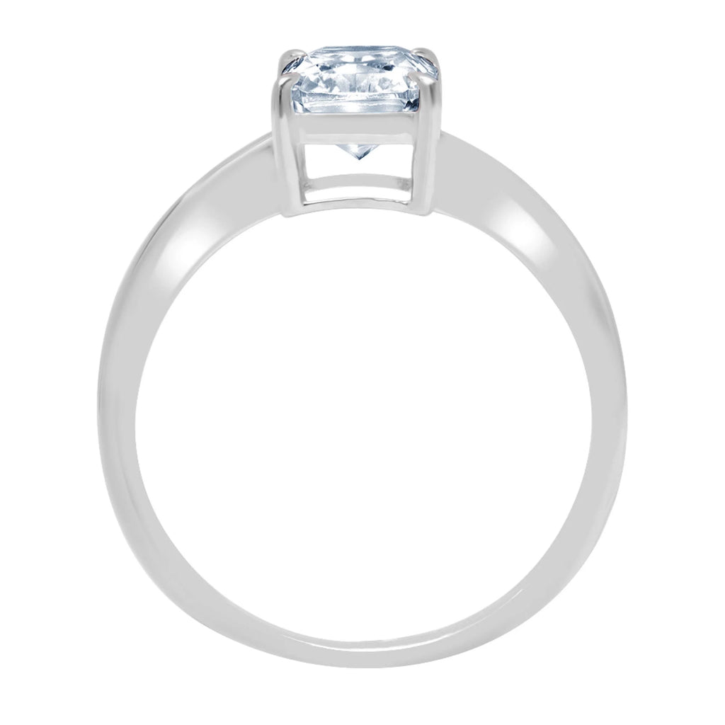 14k White Gold Solitaire Ring with Natural Swiss Blue Topaz O693735