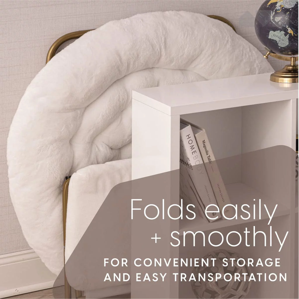 White Faux Fur Saucer Chair with Footrest M63332