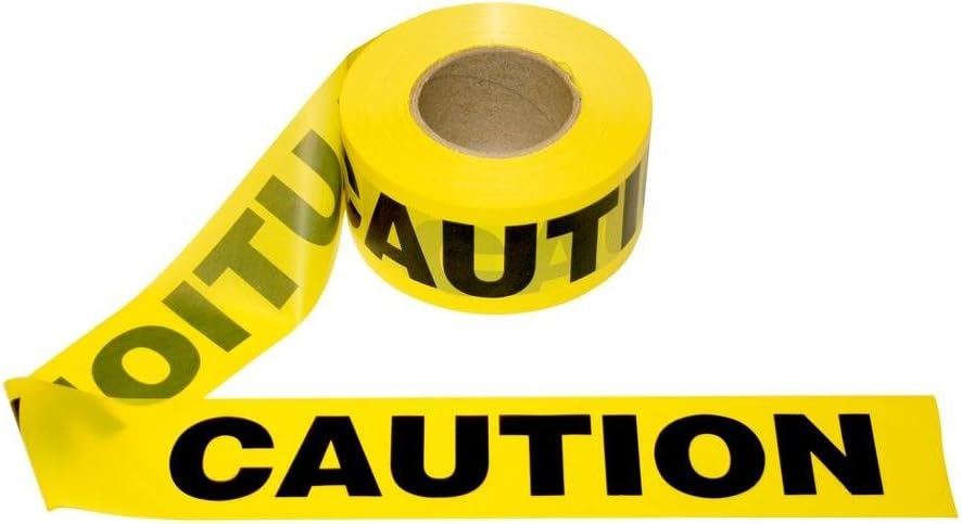 Yellow Caution Barricade Tape 3 in. x 1000 ft. Roll Pack of 12 Z835