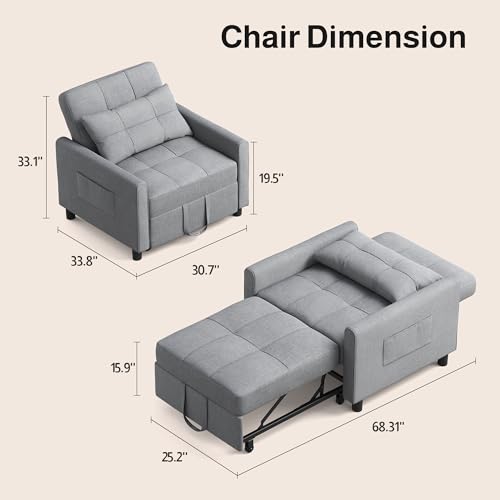 Pink Sleeper Chair Bed with Adjustable Backrest Z36186