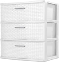 White 3-Drawer Wide Weave Tower Q7870