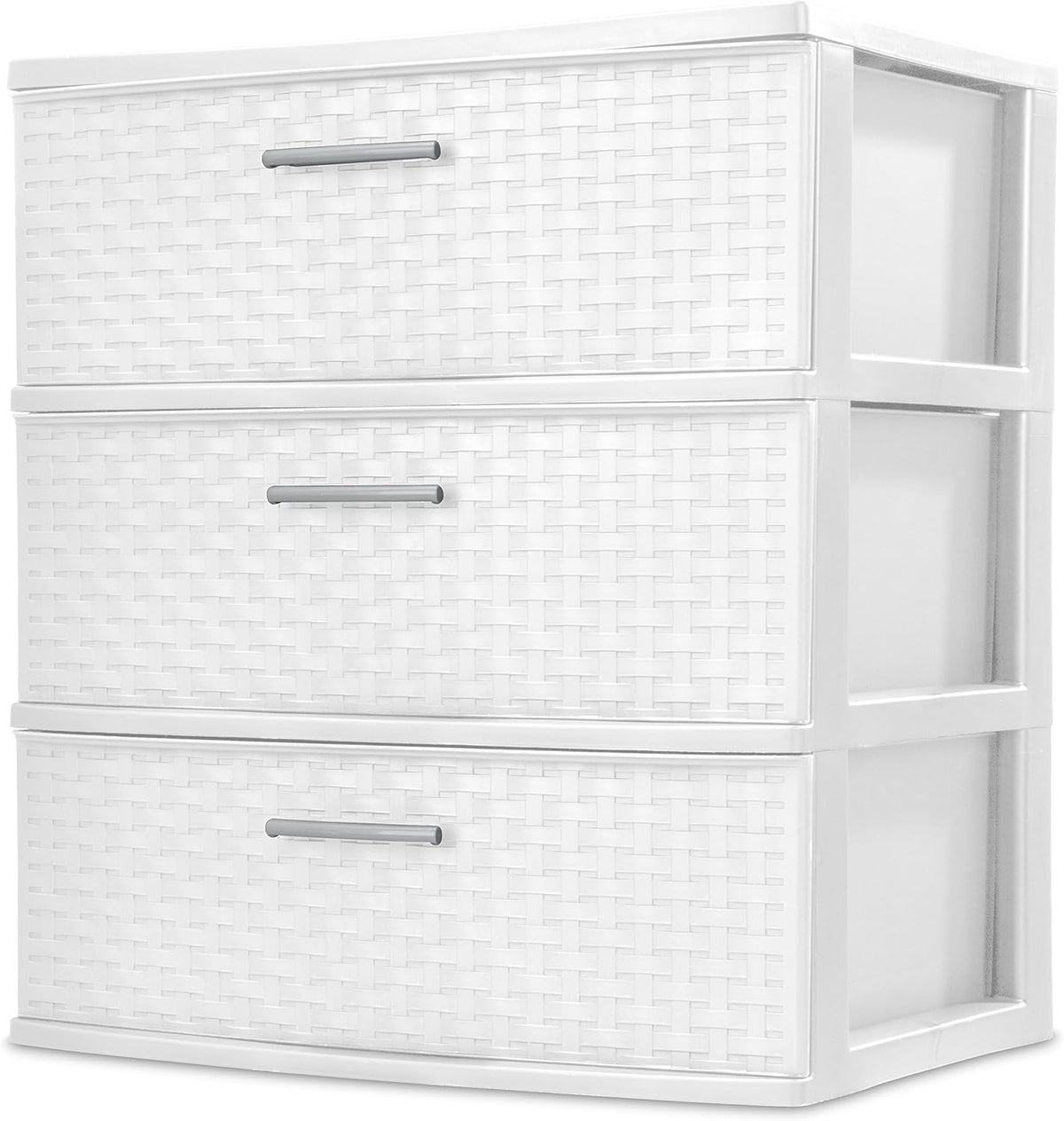 White 3-Drawer Wide Weave Tower Q7870