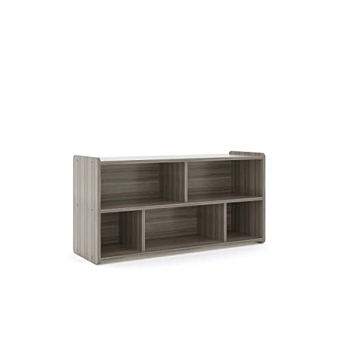 Toddler 5-Compartment Wooden Storage Cubby Shelf, 46" W x 23.5" H, Maple J11923