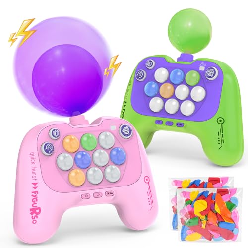 Handheld 2-Player Light Up Quick Push Game Machine Pink Green D773