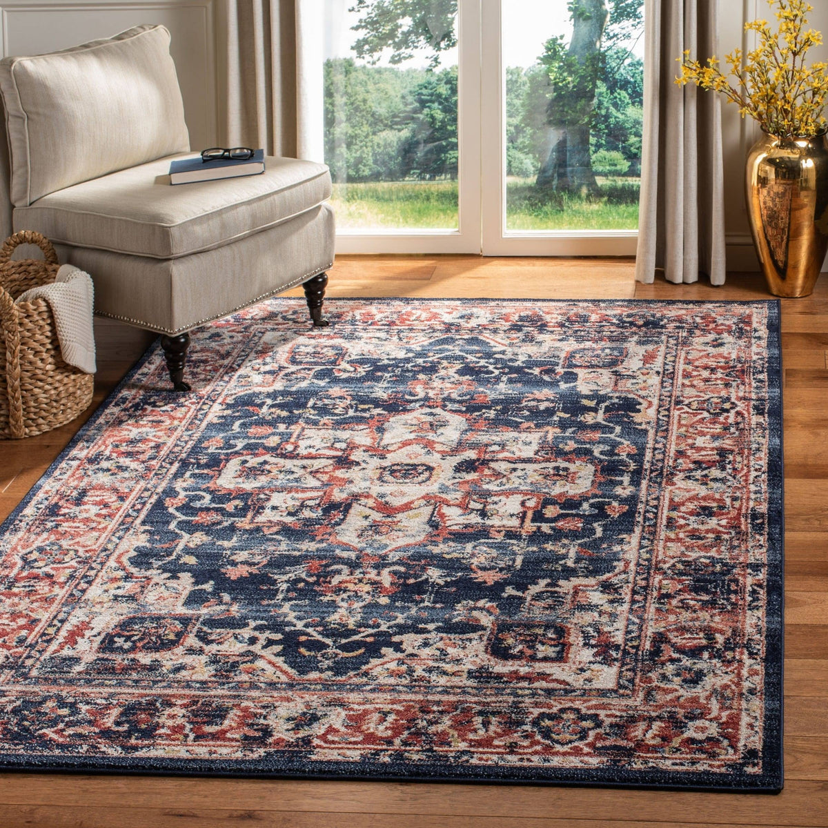 Ivory Navy 10 x 14 Rug R626555