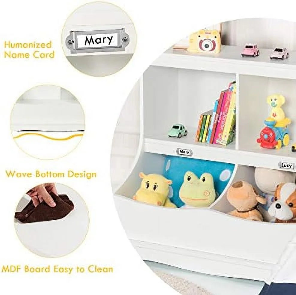White Wooden 4-Cubby Bookcase and Toy Box H6945