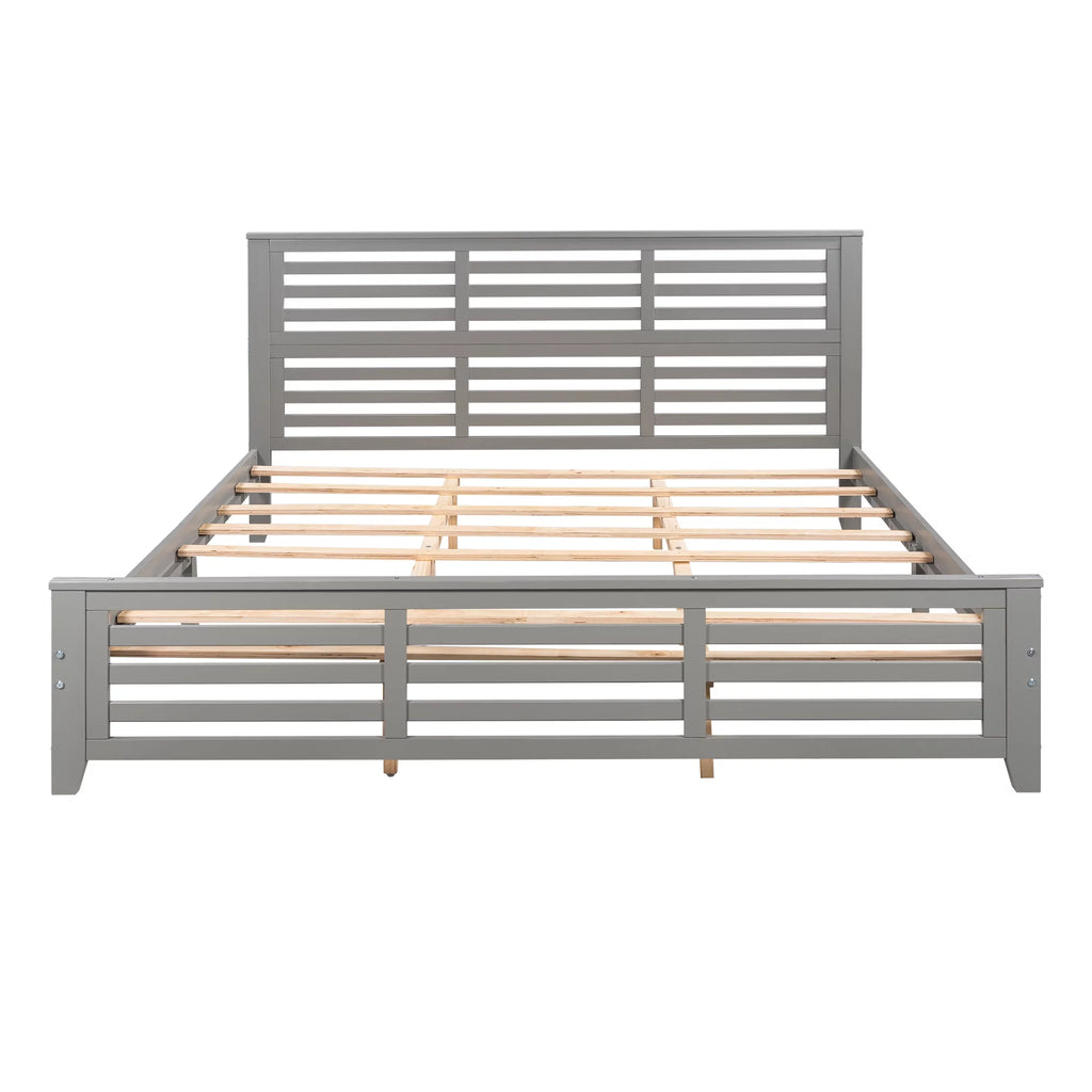 King Size Wood Platform Bed Frame with Headboard L73603