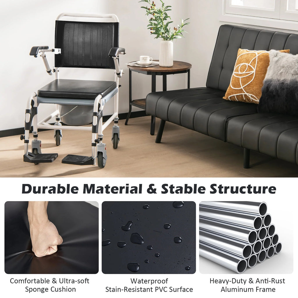 4-in-1 Commode Chair with Detachable Bucket Y1095