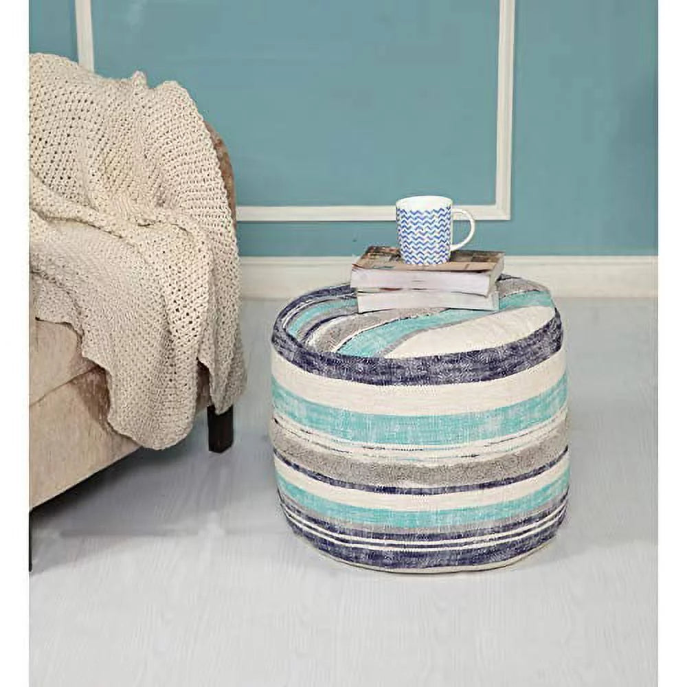 Blue 18" Round Pouf V644