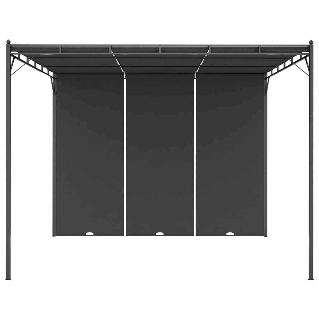 Garden Gazebo with Side Curtain Steel Frame Sun Shade Shelter 118.1 x 118.1 x 88.6 Inches R43165