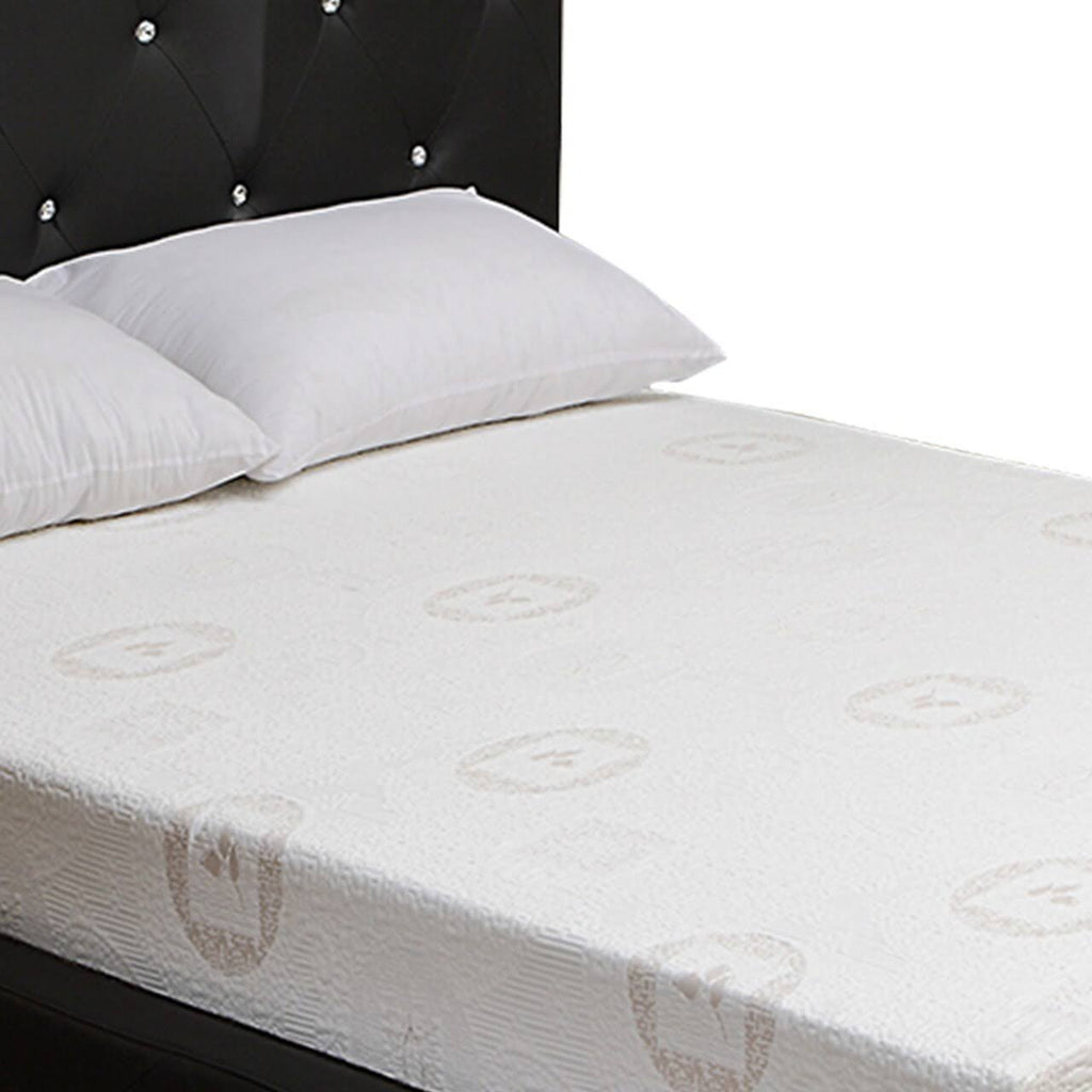 Full Size Leatherette Bed with Crystal Tufted Headboard and Footboard Black H737