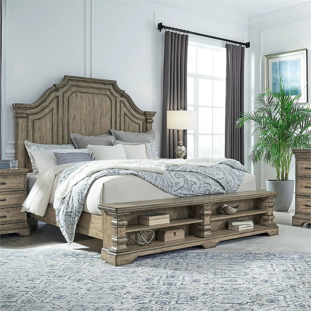 King Wood Panel Storage Bed in Honey Brown I154613