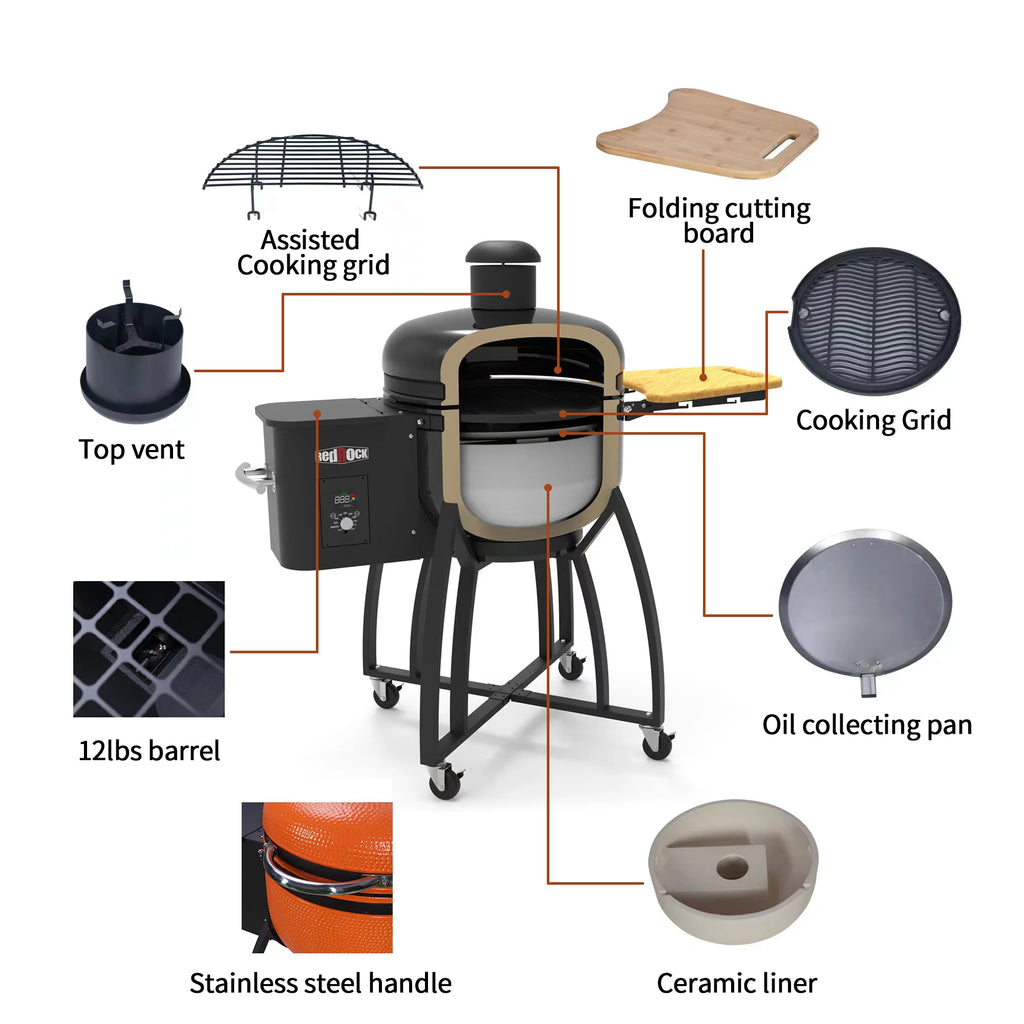 24" Ceramic Pellet Grill 4-in-1 A278