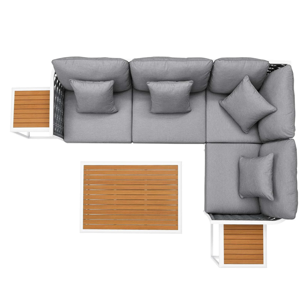White Gray 7 Piece Aluminum Outdoor Sectional Sofa Set Y11065