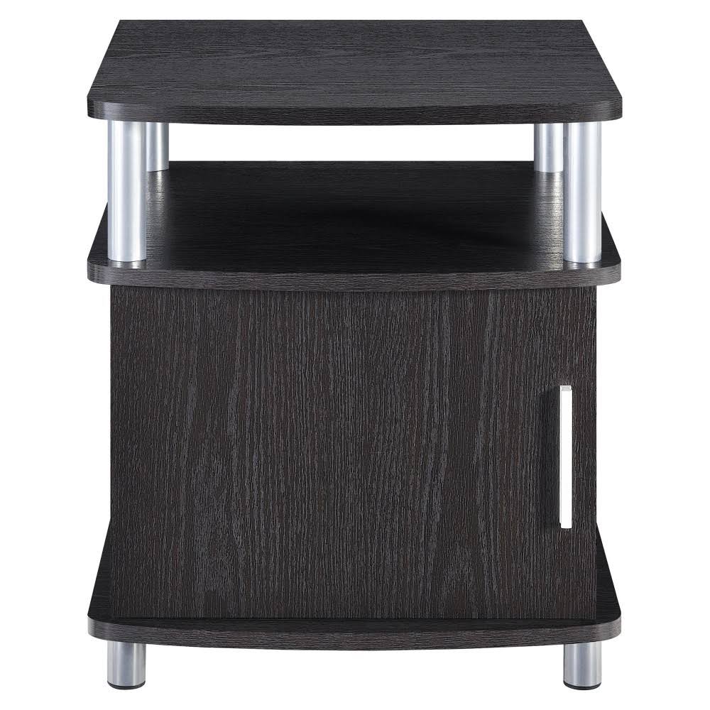 Espresso/Silver End Table with Storage A555