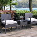 3 Pieces PE Rattan Wicker Chairs and Table Set T190977